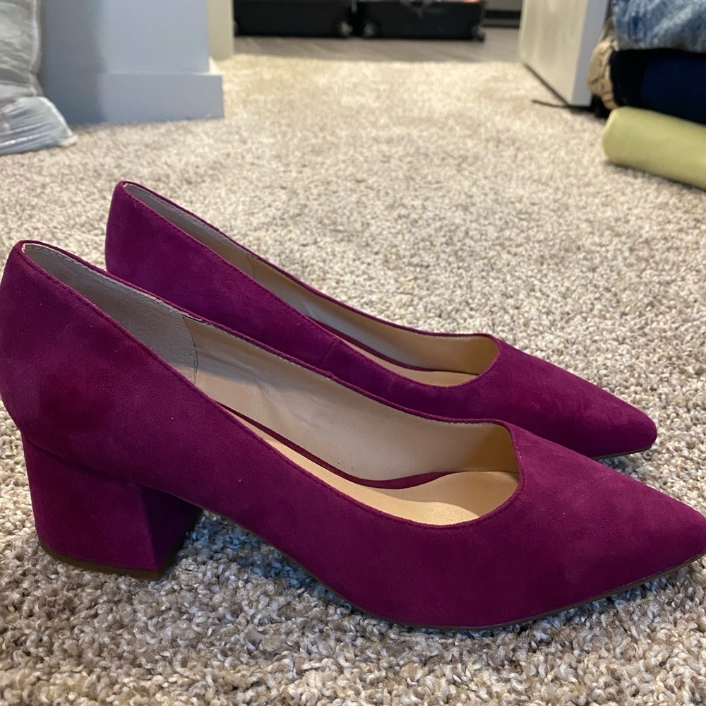 Purple Suede Block Heel